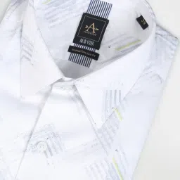 arrow new york Arrow Newyork White Cotton Slim Fit Printed Shirt image 5