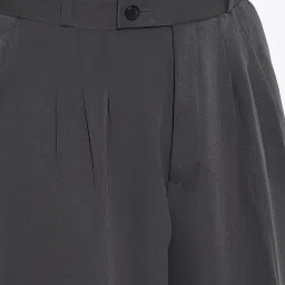 showoffff SHOWOFF Grey Loose Fit Solid Formal Trousers image 5