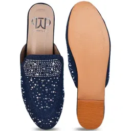 The White Pole Women's Navy Mule Shoes image 4