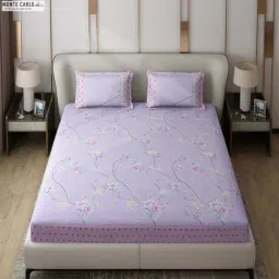 Monte Carlo Essence Purple Polyester 130 TC King Bedsheet with 2 Pillow Covers-picture-17