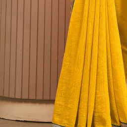 Saree Mall Yellow Silk Embroidered Saree With Unstitched Blouse image 5