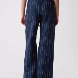 GAP Navy Blue Regular Fit Striped Trousers image 2