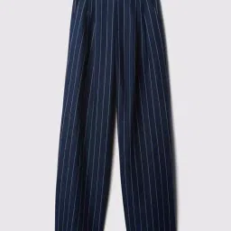 GAP Navy Blue Regular Fit Striped Trousers image 5
