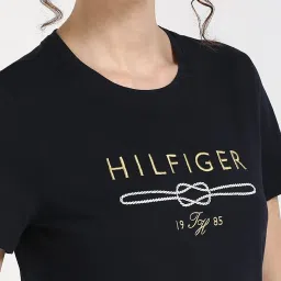 TOMMY HILFIGER Navy Cotton Embroidery Short Sleeve T-Shirt image 5