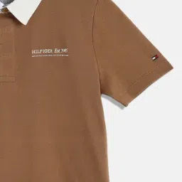 TOMMY HILFIGER Boys Brown Cotton Others Polo T-Shirt image 4
