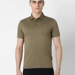 Van Heusen Green Cotton Slim fit Solid Casual Polo T-Shirt-picture-40