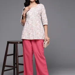 Libas Women Beige Regular Fit Floral Kurti image 5