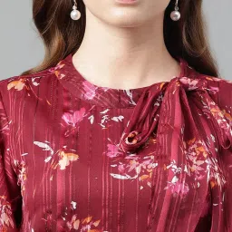 Latin Quarters Maroon Printed A Line Dress image 5