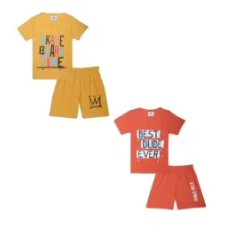 Vimal Jonney Kids Yellow & Red Printed T-Shirt Set-picture-31