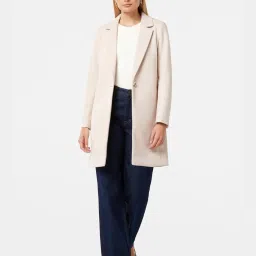 Forever New Cream Regular Fit Solid Coat image 5