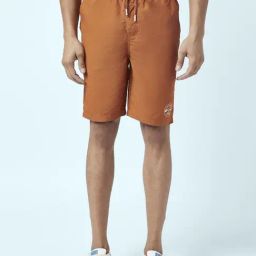 Urban Ranger By Pantaloons Burnt Orange Cotton Slim Fit Shorts-picture-19