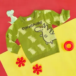 Pantaloons Baby Green Cotton Printed Full Sleeves Sweater-picture-34