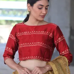 Chidiyaa Red Block Printed Blouse-picture-34