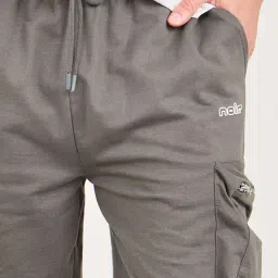 Styli Grey Cotton Loose Fit Printed Cargo Shorts image 3