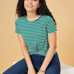 People by Pantaloons Green & Black Striped Top-image-11