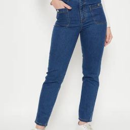 MADAME Dark Blue Slim Fit Mid Rise Jeans-picture-10