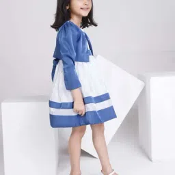 Peppermint Kids Teal Blue Polyester Flared Fit 1 Dress and 1 Top image 4