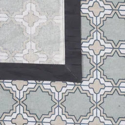 Texstylers Grey & White Geometric Printed Anti-Slip Pure Cotton 4-Seater Table Cover image 2