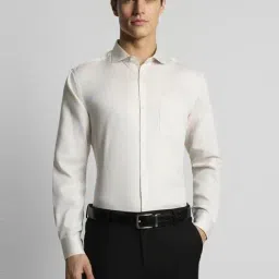 Peter England Beige Cotton Regular Fit Texture Shirt-picture-27