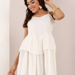 Routes by All About You Layered Shoulder Straps Ethnic Motifs Emboridered Cotton Fit & FlareDress image 5