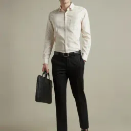 Louis Philippe Black Slim Fit Trousers image 5