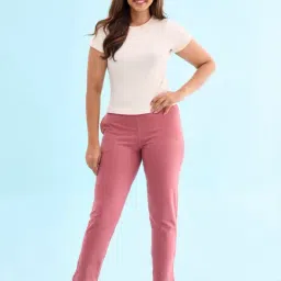 Go Colors! Pink Cotton Mid Rise Pants-image-8