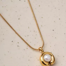 Palmonas Golden Orb Pearl Necklace for Women - Waterproof and Anti-Tarnish-image-2
