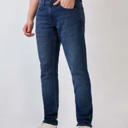 Spykar Dark Blue Cotton Regular Fit Jeans image 4