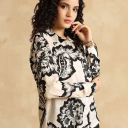 Kazo Black Multi Relaxed Fit Blaire Shirt image 3