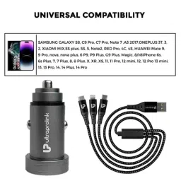 Ultraprolink UM1109 Zip Kit, 15W Higher Power Car Charger with 3 in 1 Charging Cable (Black) image 5