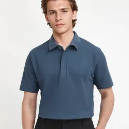 Rare Rabbit Blue Regular Fit Solid Polo T-Shirt-picture-45