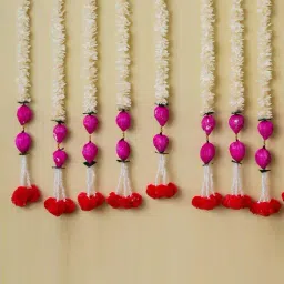 eCraftIndia Pink Lotus White Artificial Flowers Wall Hangings for Diwali   Pack of 8-image-65