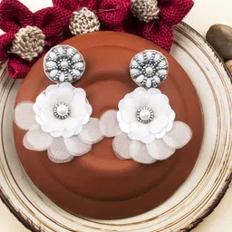 StileAdda Pearls Studded Floral Shaped Drop Earrings-picture-18