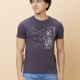 Being Human Grey Regular Fit Graphic Print Crew T-Shirt-image-59