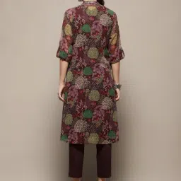 Biba Plum Floral Print A Line Kurta image 2
