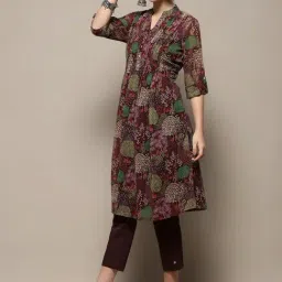 Biba Plum Floral Print A Line Kurta image 3