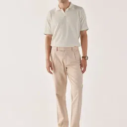 Andamen White Cotton Regular Fit Solid Polo T-Shirt image 4