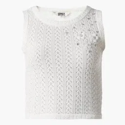 Only White Cotton Woven Design Top image 5