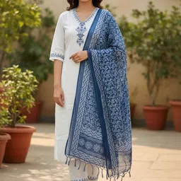 ejoty fashion Women Ethnic Motifs Embroidered Kurta with Trousers & Dupatta-picture-11