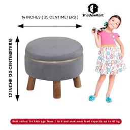 Shadowkart Grey Wooden Pouffe Ottoman image 3