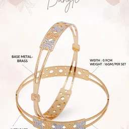 Adwitiya Collection Set Of 2 24CT Gold-plated Handcrafted Bangles image 2