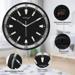 Random Black Plastic Round Wall Clock image 5