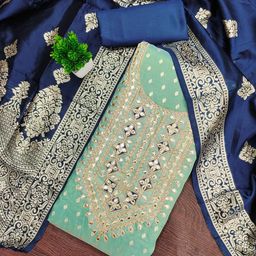 SHADOW & SAINING Floral Woven Design Unstitched Dress Material-picture-36