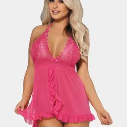 MYZA Halter Neck Front Open Baby Doll-picture-34
