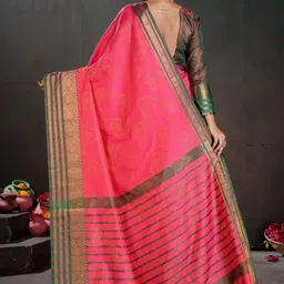 PEENGAX Woven Design Zari Silk Blend Handloom Kanjeevaram Saree image 3