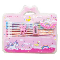 PARTEET Giftset with 6 Pencils, 1 Unicorn Metal Pencil Box, 1 Sharpener, 1 Unicorn (Pink)-picture-5