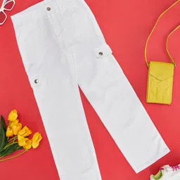 Pantaloons Junior Cotton Solid Jeans - Bright White-picture-22