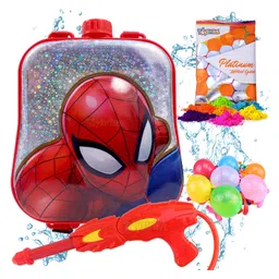 Toyshine Spidy Backpack Style Tank with Pichkari Colors and Balloons Red - Capacity 3.0 Liters image 3