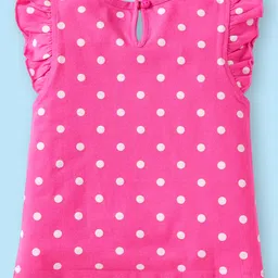 Babyhug Cotton Knit Frill Sleeves T-Shirt With Polka Dots & Floral Print Pack Of 3 - Yellow & Pink image 3