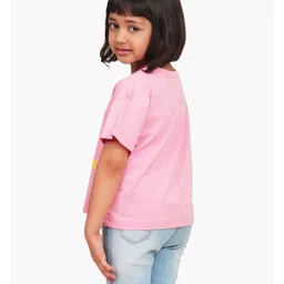 Campana 100% Cotton Knit Half Sleeves Sunshine Printed T-Shirt - Pink image 4